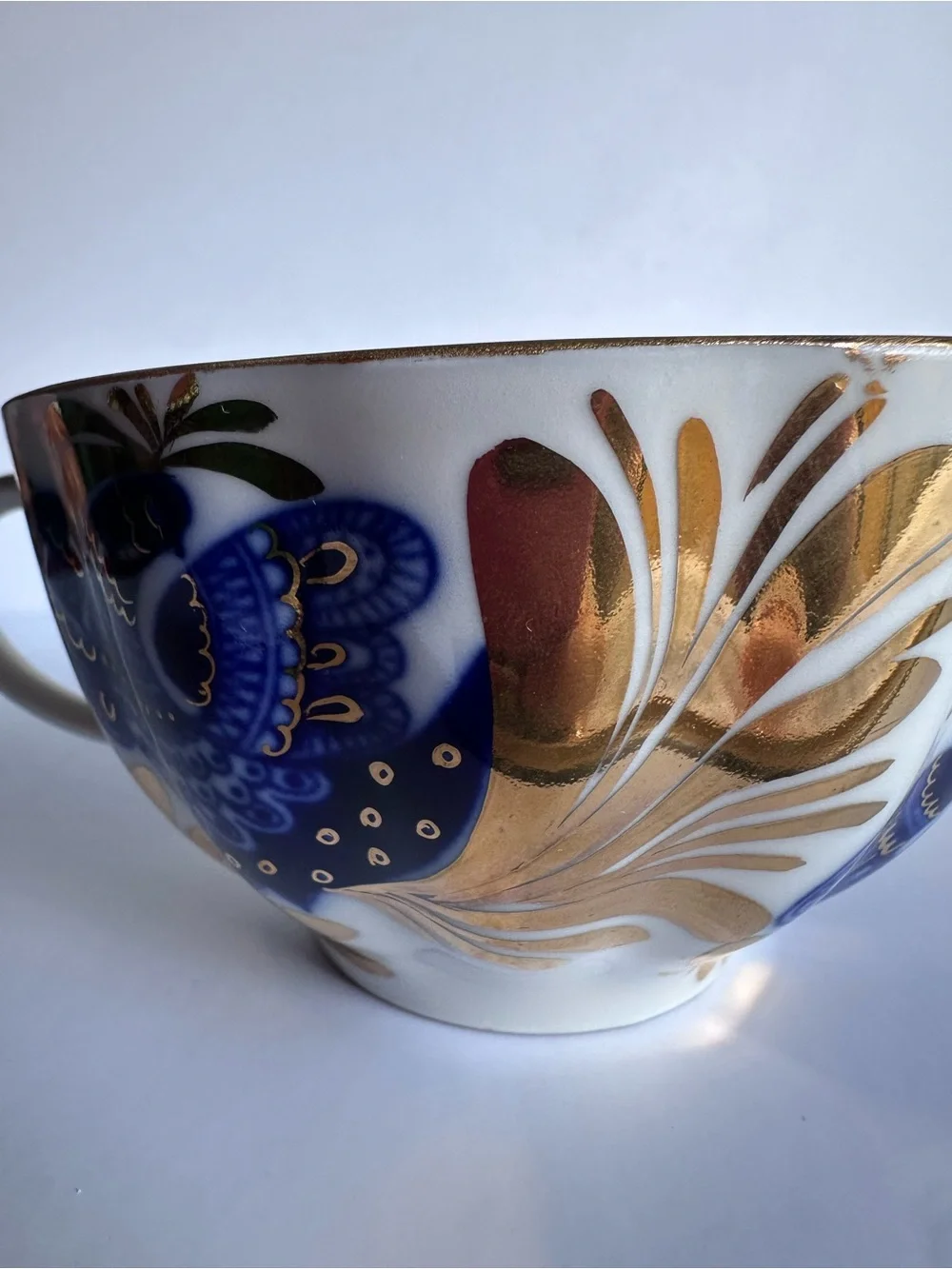 Lomonosov Golden Garden Porcelain Cup and Saucer gold/cobalt